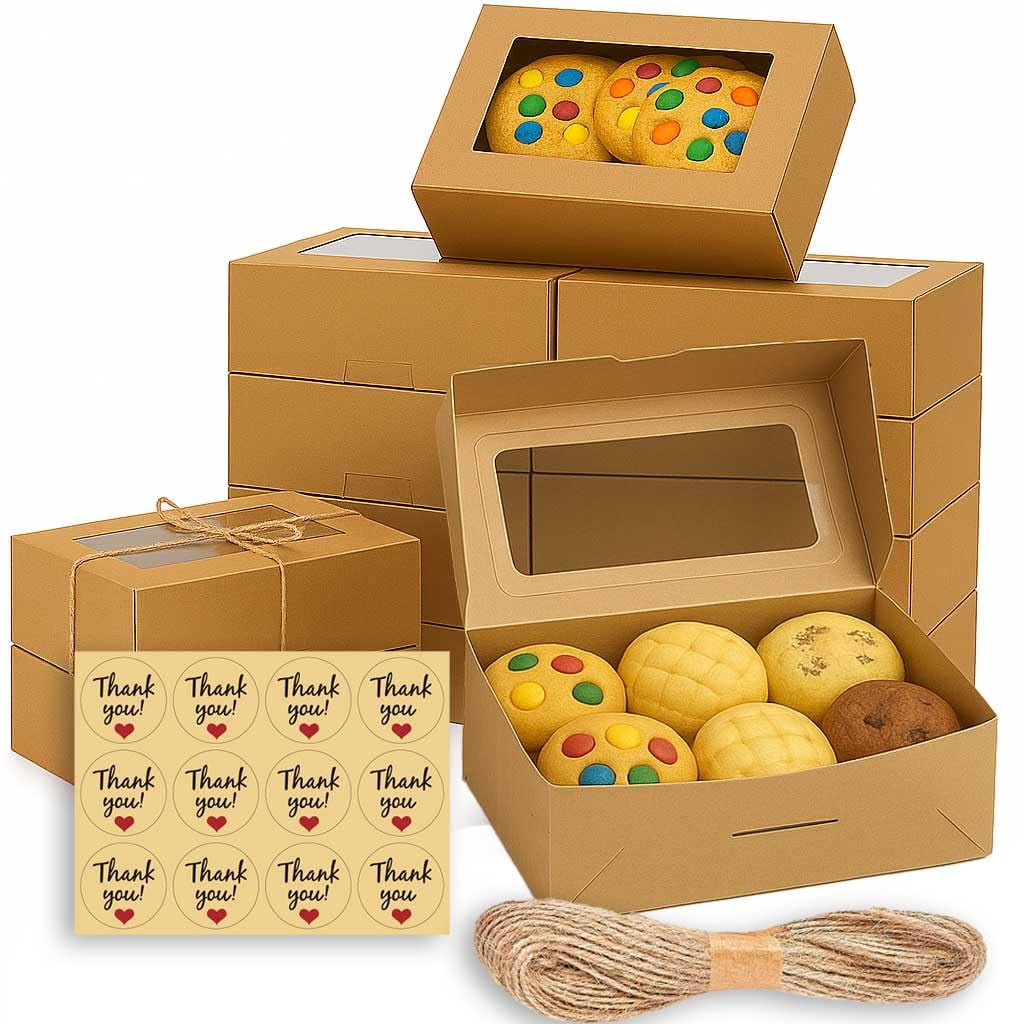 Cajas Para Galletas Leafiew, Paquete De 30 Unidades, 9 X 6 X 3 Pulgadas Con Ventana Para Regalar