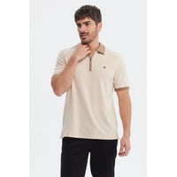 Fashionspark - Polera Hombre Textura Cierre Polo Beige