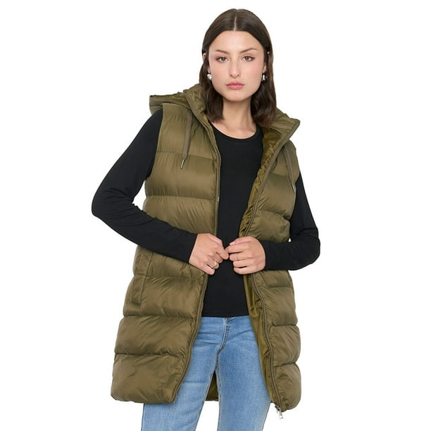 Parka Mujer Sin Mangas Verde Larga Corona