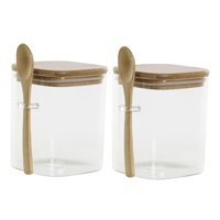Disparo - Set 2 Frasco Contenedor 900Ml 10Cm Cuadrado Cuchara Bambú