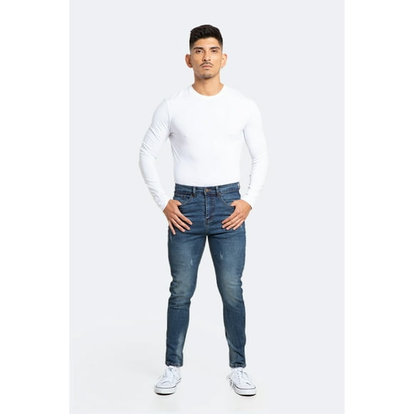 Jeans Hombre Skinny Azul con Drimen Focalizado Suave 48