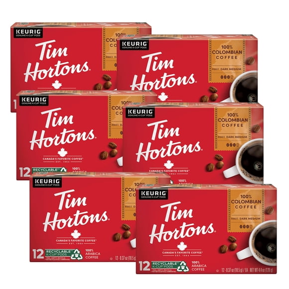 Café Tim Hortons, 100% colombiano, tostado medio oscuro, 72 K-cups