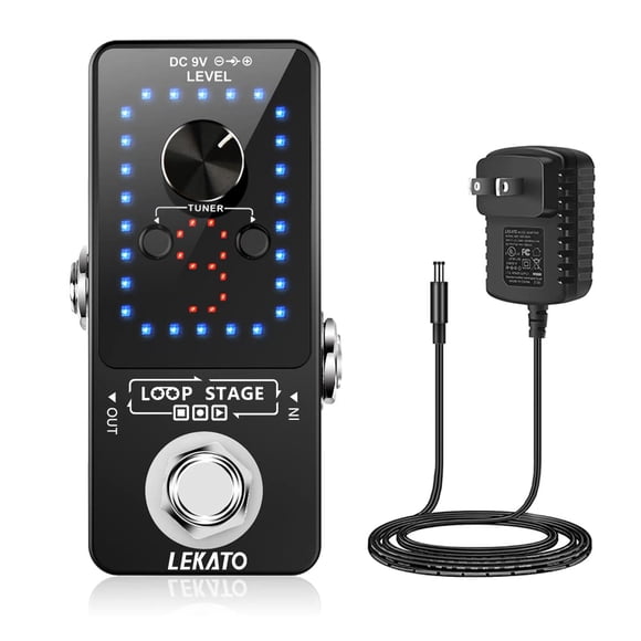 Pedal de guitarra LEKATO con afinador, 9 bucles, grabación de 40 minutos