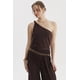 thumbnail image 1 of Polera Mujer Asimétrico Nudo Con Hombro Café Oscuro, 1 of 4