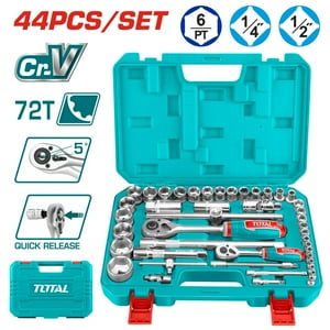Juego De Dados 44 Piezas 1/4"" Y 1/2"" Total