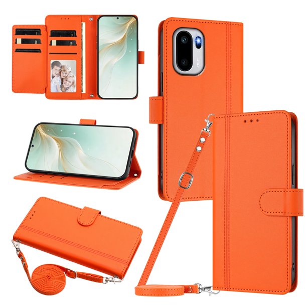 Funda Billetera para OnePlus 15R, Cuero Sintético con Cierre, Naranja