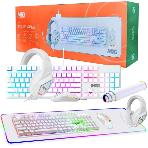 Kit de gaming MTG RGB 4 en 1: teclado, ratón, auriculares y alfombrilla