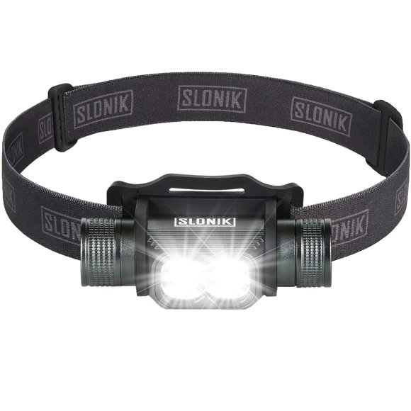 Linterna frontal SLONIK recargable de 1000 lúmenes, impermeable, negra