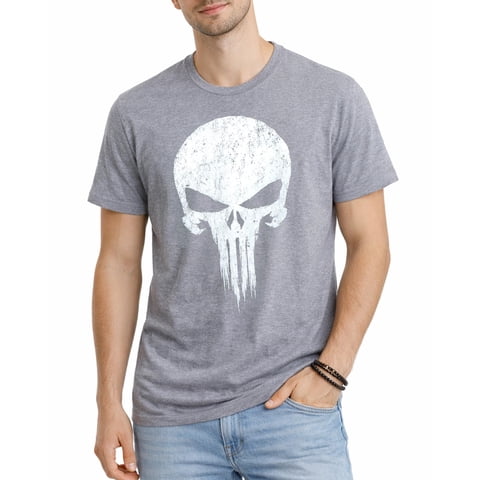 Remera Gráfica Marvel The Punisher Gris Jaspeado Para Hombre Talla S