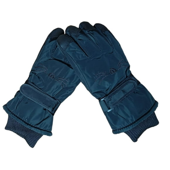 Guantes De Niños Para Nieve, Invierno. Diseño Bigotes Gato Negro
