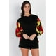 thumbnail image 1 of Conjunto De Top Con Capucha Y Shorts Con Estampado Floral En Rojo Y Lima Con Efecto Satén Negro, 1 of 5
