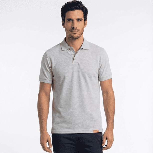 Polera Polo 60% Algodón Manga Corta Hombre Gris