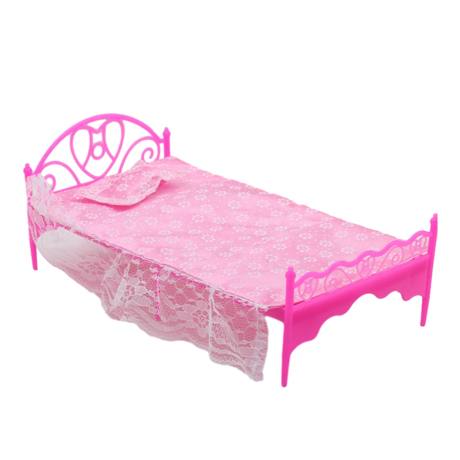 Magideal - Juego De Muebles De Cama Para Muñecas A La Moda, Juguete De Simulación Para Niños Para Muñecas En Miniatura De 15-27Cm Con Edredón, Almohada Y Colchón