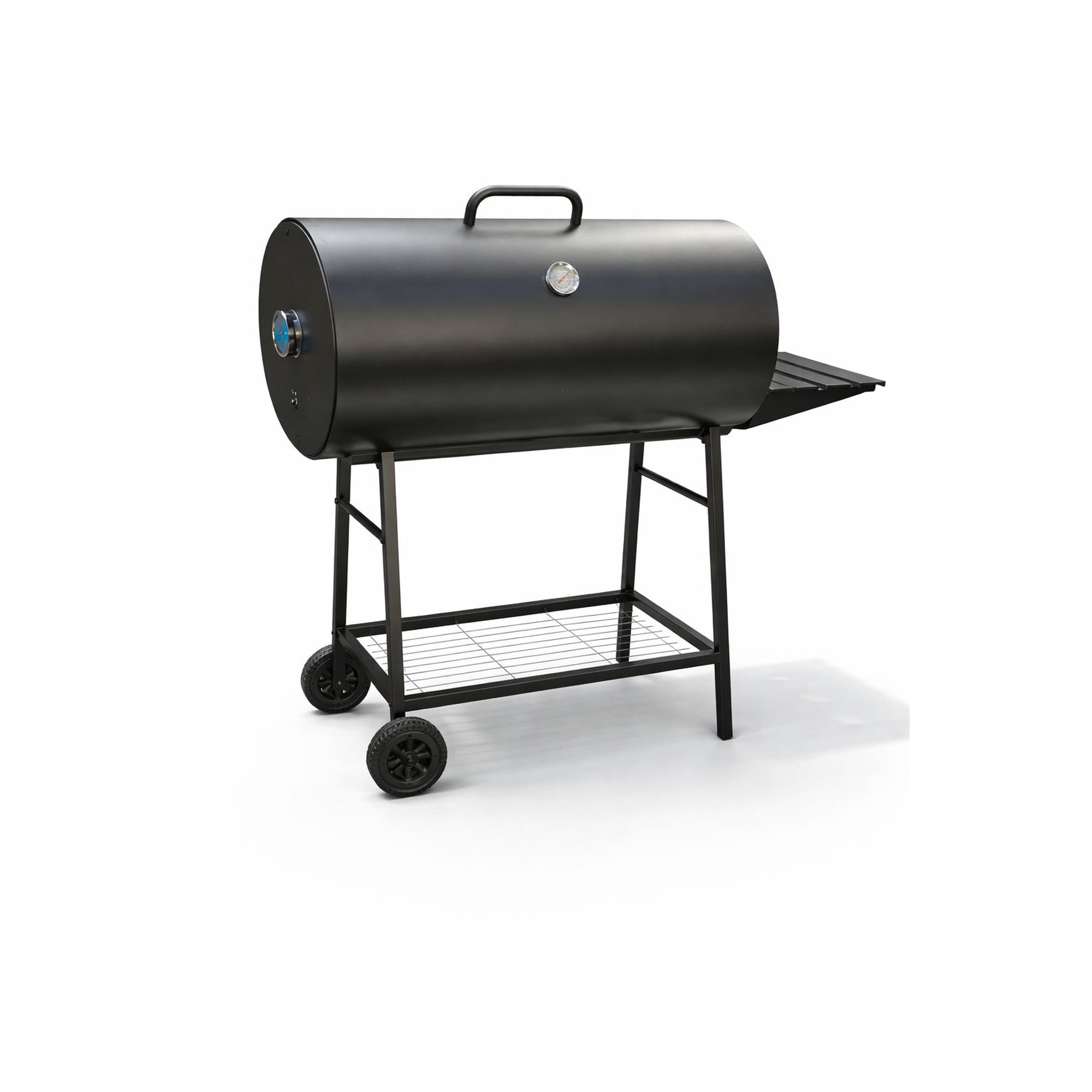 Parrilla / Parrillera Circular | Tipo Barril Lore Negra Con Ruedas Y Mesa Frontal