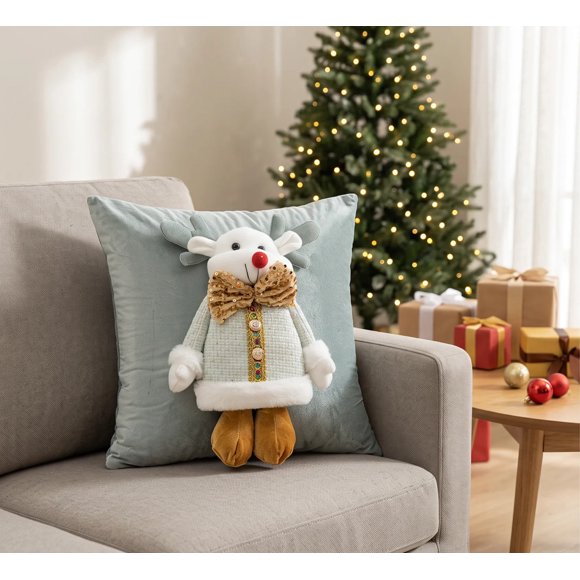 2 Fundas Cojin Navidad 45x45 Sin Relleno Reno Menta