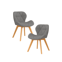 Habita2 Chile - Pack 2 Sillas Para Comedor Aviador Radar Tapiz Lino Base Madera - Gris