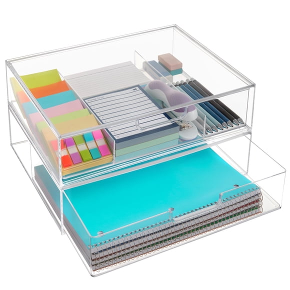 Cajones organizadores apilables de plástico StorI STAX Clear (juego de 2)