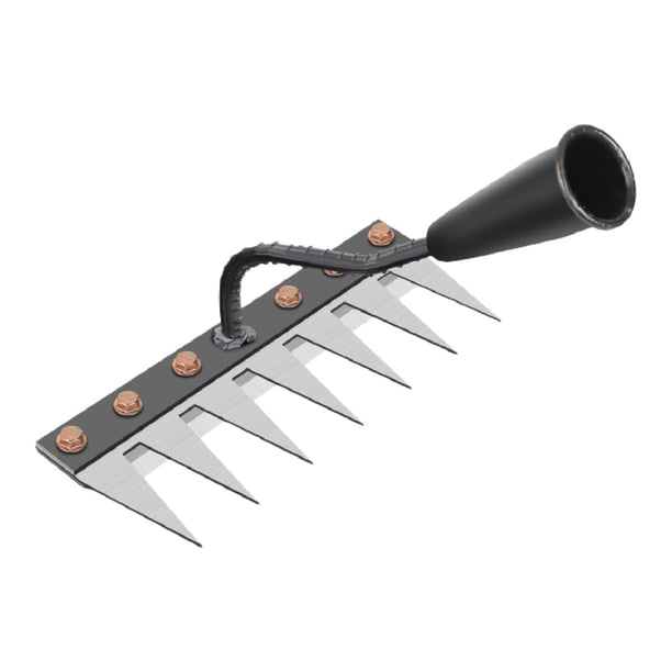 Herramienta de granja de mano de rastrillo de desargumento Harro de jardinería de jardinería portátil multifuncional para labrar el suelo cercano a la 7 Rake de dientes