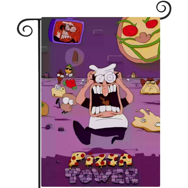 Torre de Pizza-bandera de jardín temática. Regalo perfecto para fans, amigos y familiares, ideal para actividades al aire libre y decoración de fiestas.28CM*45CM