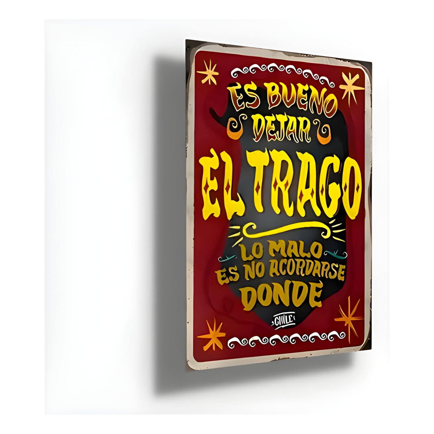 Genérico - Cartel Metálico Frase Dejar El Trago Chico Blanco