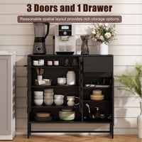 M&Ms - Buffet Cabinet With Storage 44.49""Black Woven Door Accent Cabinets,With Arched Doors,With Multi Layer Adjustable,With Metal Leg,Woven Door And Drawer - For Kitchen Living Dining Room Entryway