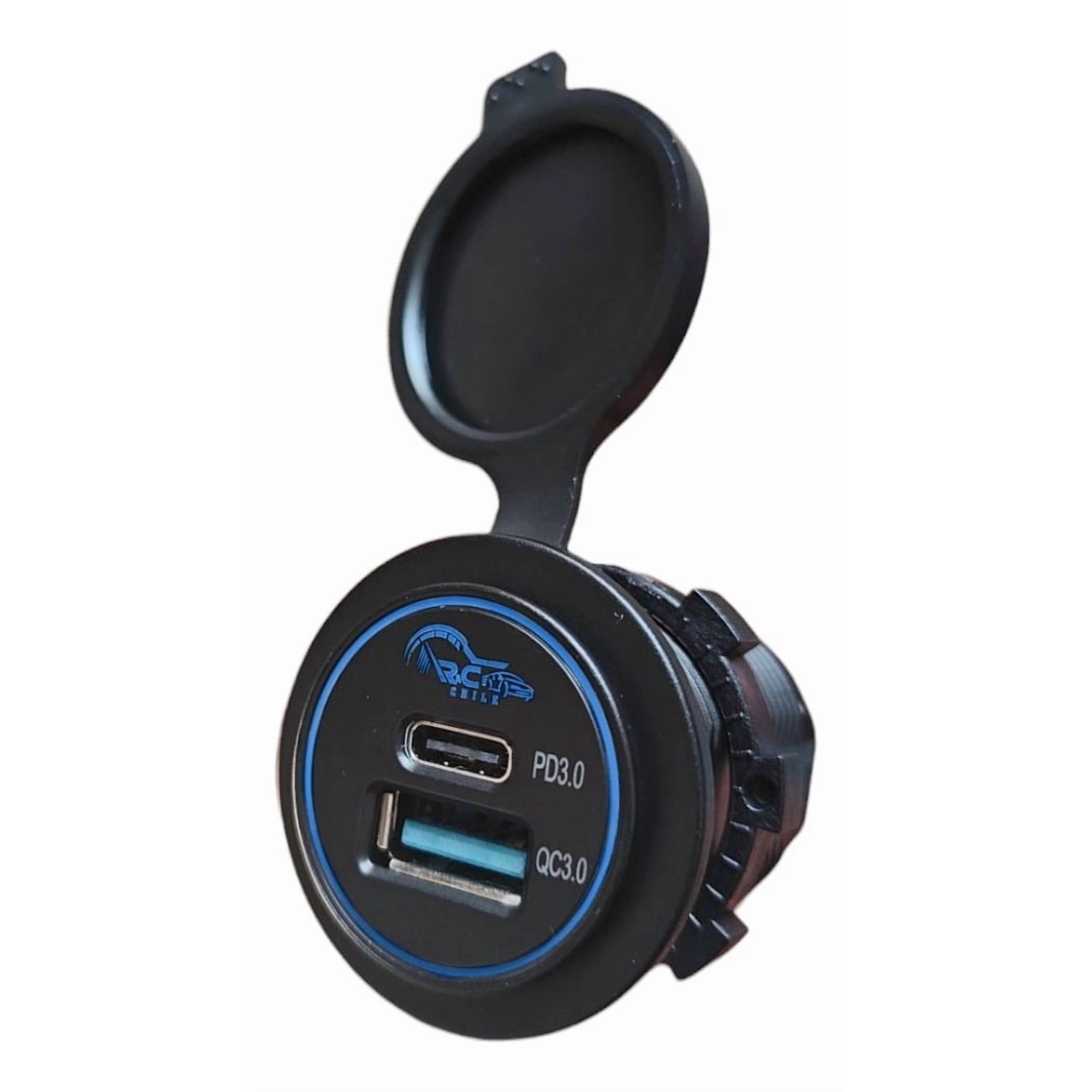 Cargador Doble Usb 18w Type C 30w Carga Rapida Luz Azul 12-24v | Lider