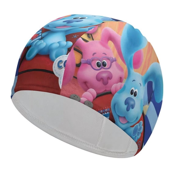 Pistas de Blue Gorro de Natación de Licra, Gorro de Baño de Tela Cómoda, Gorro Elástico Antideslizante para Hombres, Mujeres y Niños