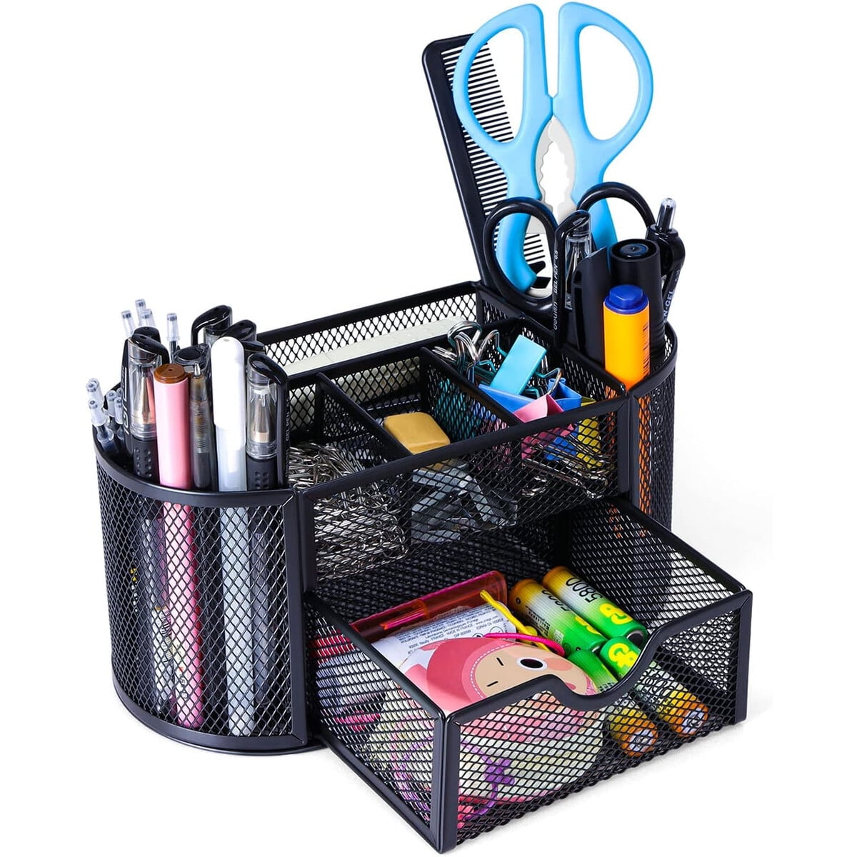 Organizador De Escritorio Byjoph Metalico Negro 8 Compartimentos