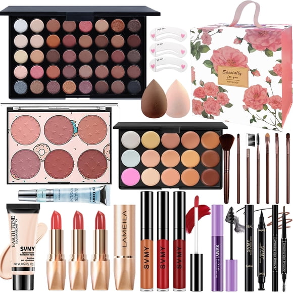 Set de Maquillaje PWYSHXDF 27 Piezas - Paleta de Sombras y Brillo Labial