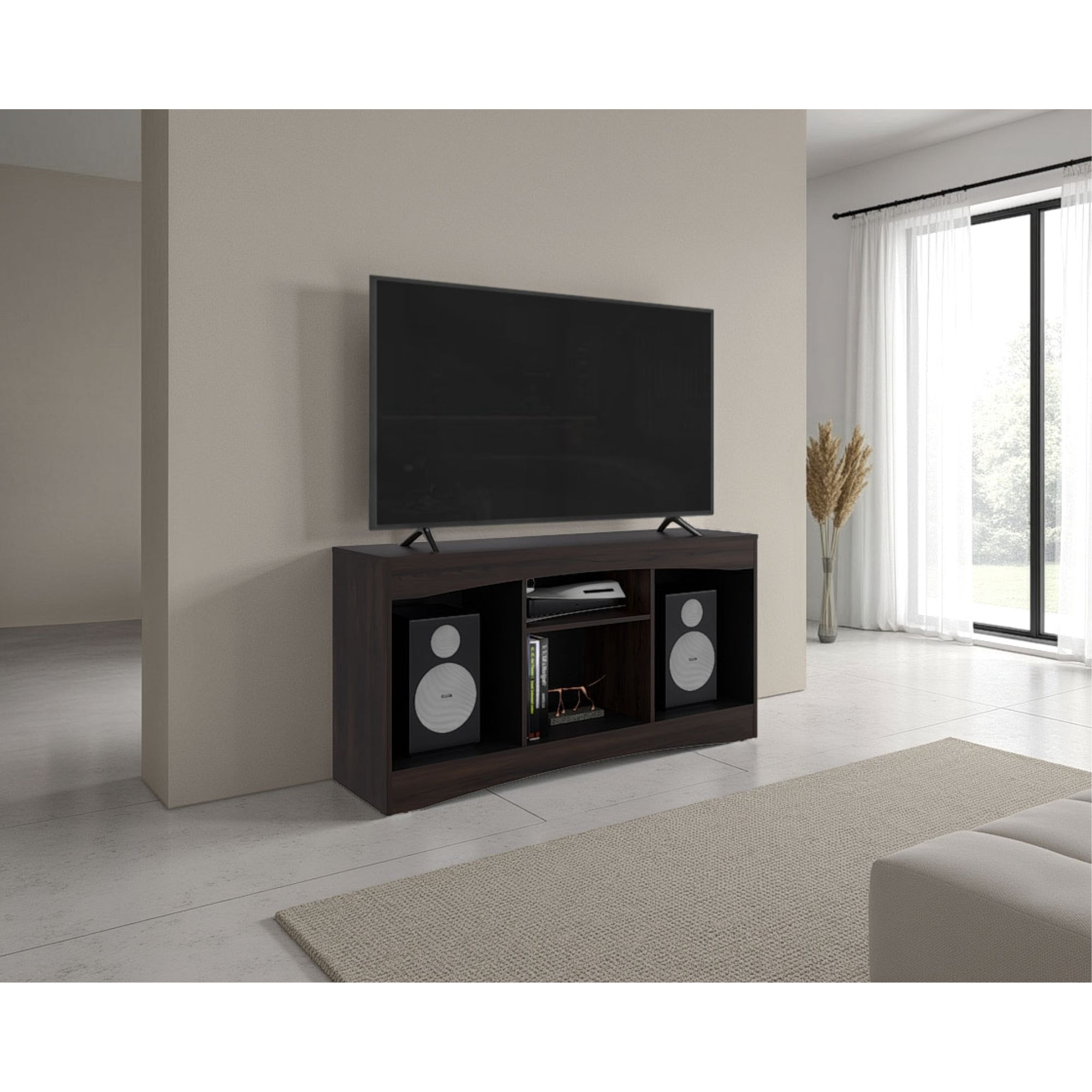 Tuhome - Rack Tv 55" Fiorenzi 70x139,2x37,7 Cm Nogal Y Wengue