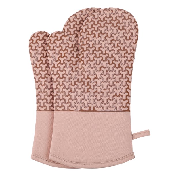 Guantes de Horno de Silicona, Guantes de Cocina Resistentes al Calor, Forro de Algodón Grueso, Agarre Flexible para Hornear, Juego de Guantes de Cocina de 2 Caqui 12.8x7.5 pulgadas