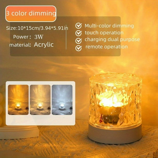 1pc Dynamic Water Ripple Night Light, Projector Lamp, Ambient Lighting For Bedroom Gaming Room Decor, Cool Wall LED Lights Decorations For Home