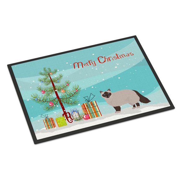 Felpudo Caroline's Treasures 46 × 69 cm Gato Birmano Feliz Navidad