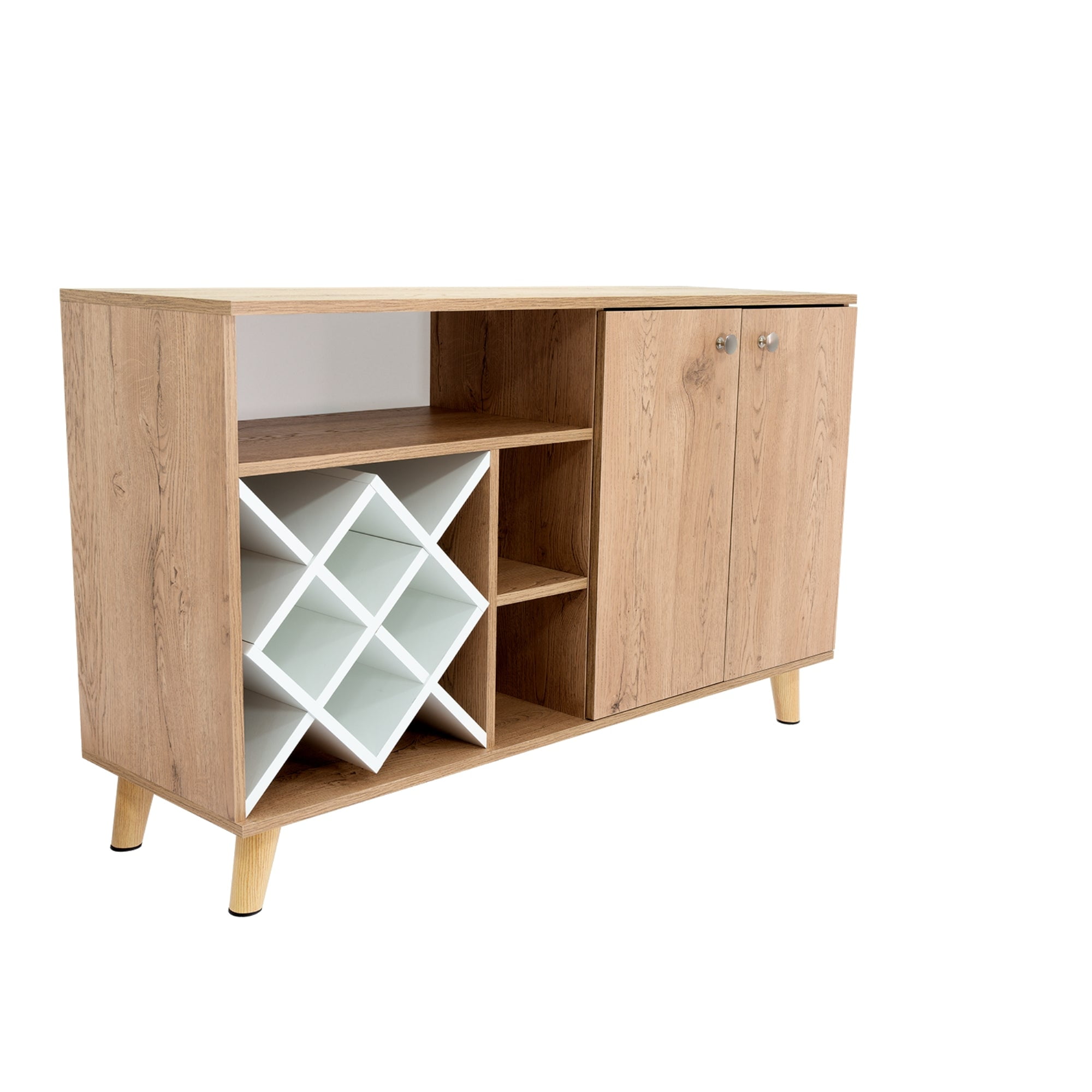 Fmfurniture - Bar Bajo 12 Botelleros 2 Puertas Fm-013c Café Claro