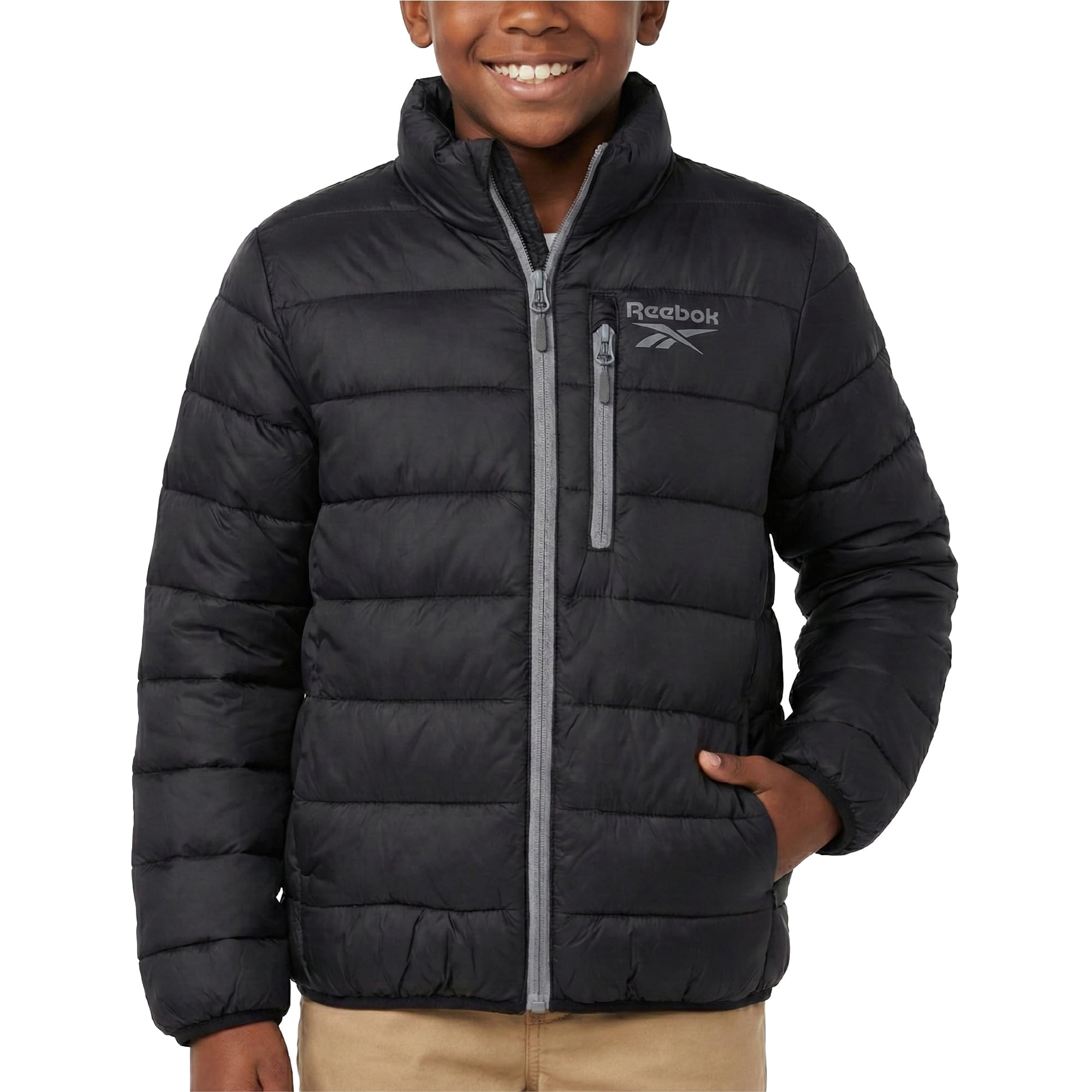 Chaqueta Acolchada Reebok De Invierno Acolchada De Peso Medio Para Niños De 10 A 12 Años