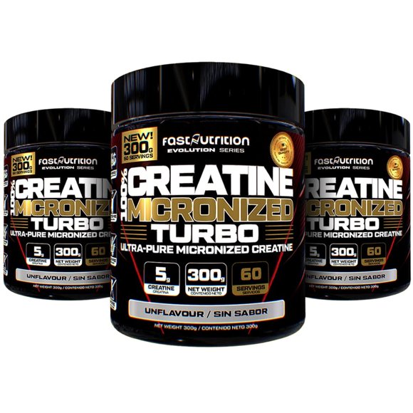 Pack 3 Creatinas monohidratadas 300g Fast Nutrition 180 porciones