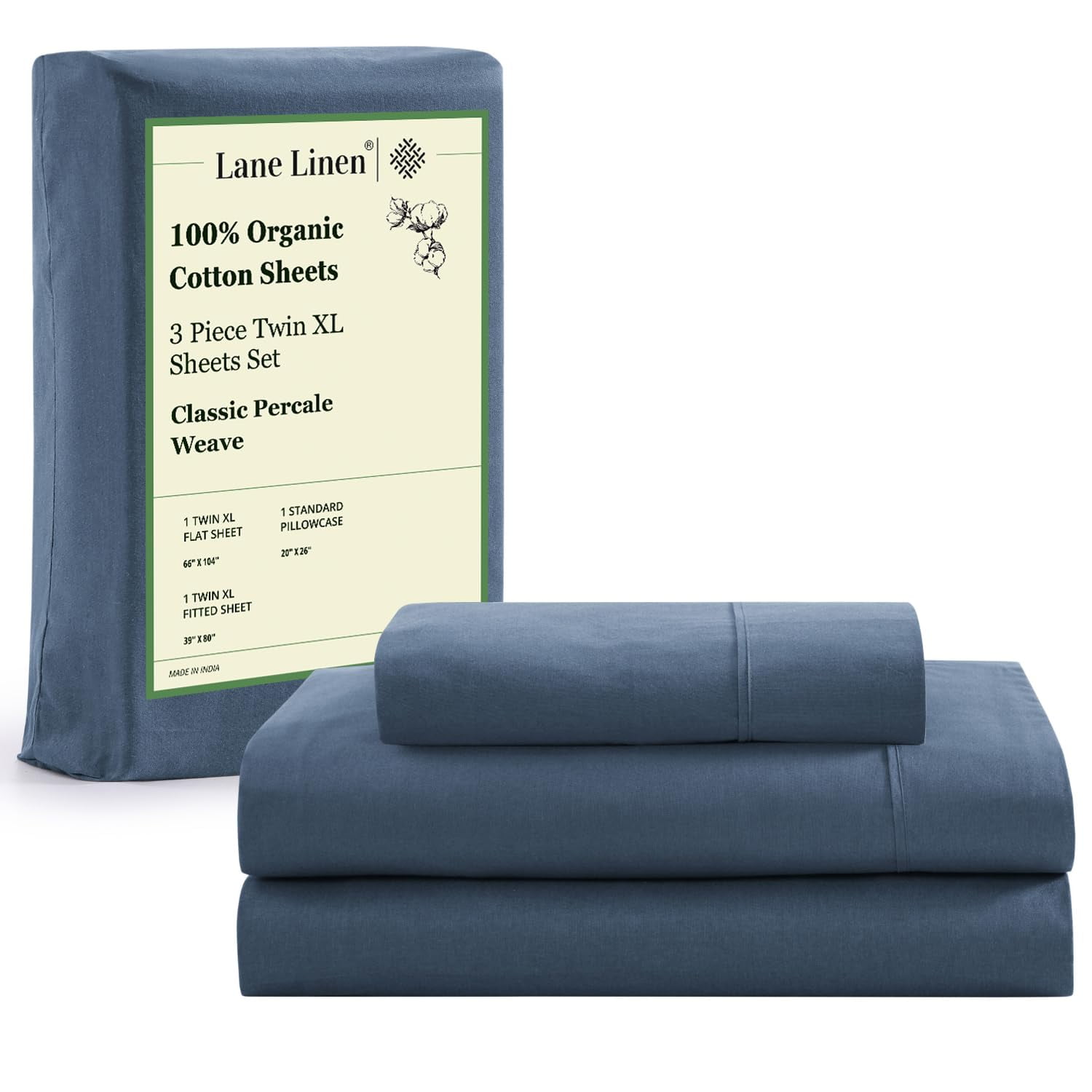 Lane Linen - Juego De Sábanas 100% Algodón Orgánico Mercerizado Twin Xl