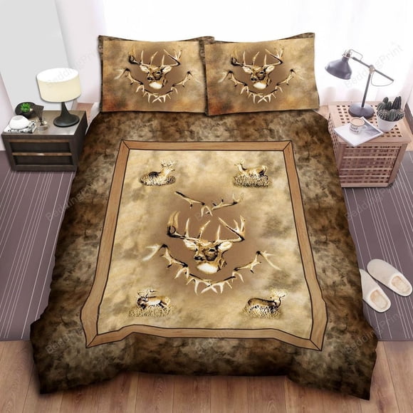 Deer Ridge Trading Whitetail Quilt Duvet Cover Set Bedroom Decor Double3-Piece Bedding Set