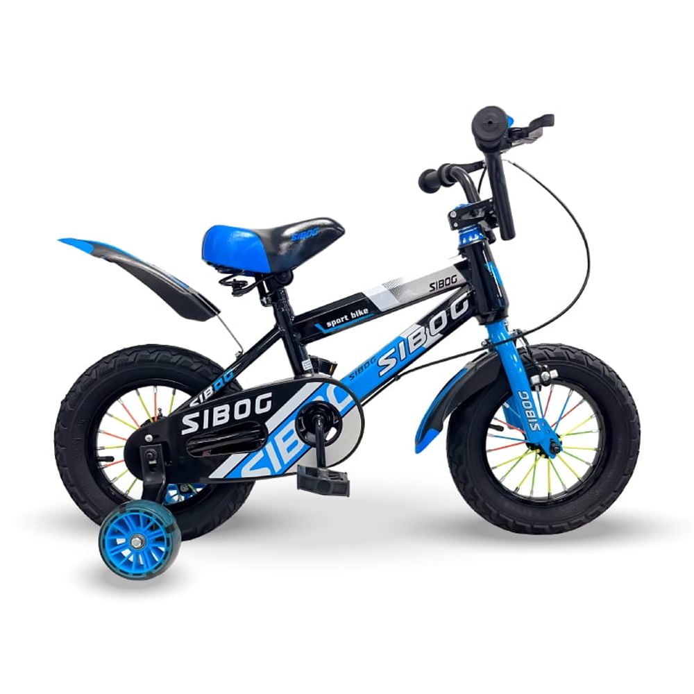 Sibog - Bicicleta Infantil Aro 12 Azul Con Ruedas De Apoyo Y Freno Delantero/trasero