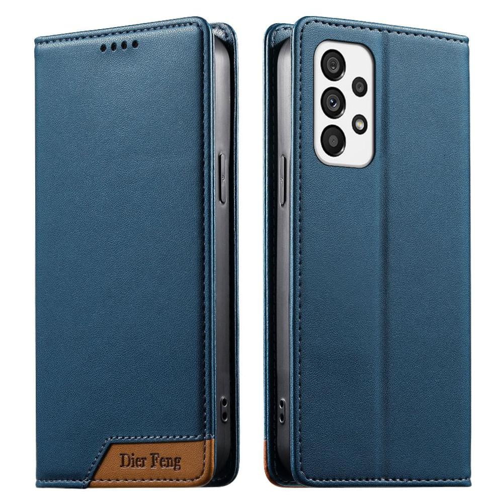Foxdock - Funda Tipo Cartera De Cuero Sintético Para Samsung Galaxy A73 5g Bloqueo Rfid, Con Ranuras Para Tarjetas Y Bolsillo Para Efectivo, Cierre Magnético Fuerte Azul