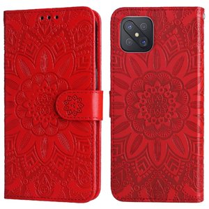 Funda Tipo Cartera Foxdock Para Oppo A92S , Diseño Girasol En Relieve, Cuero Pu, Cierre Magnético, Soporte Y Tarjetero