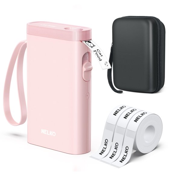 Etiquetadora Nelko P21 con 3 Cintas y Estuche, Rosa