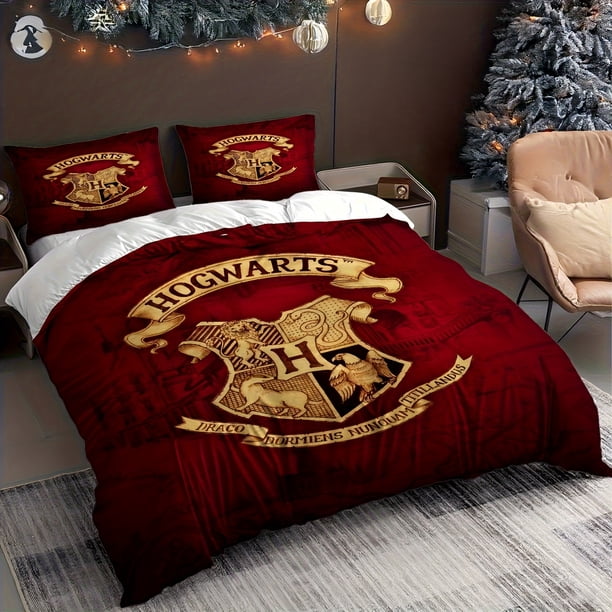 Magic Academy Emblem Symbolizing Courage Wisdom & Integrity Timeless Academic Spirit Design Innovative Cartoon Duvet Cover for Single/Double Bed 1 Duvet Cover +