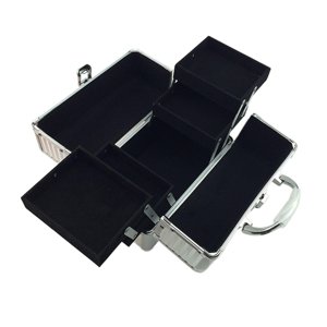 Ioensy - Estuche De Maquillaje De Aluminio, Caja De Herramientas Cosmética Resistente Al Agua Para Mujer Y Niña, Herramienta De Maquillaje Plateado