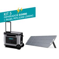 Marxon - Kit De Batería De Respaldo De 5000 W Modelo G5000 + Panel Solar De 300 W Modelo Petc-S300