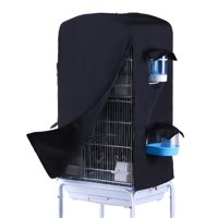 Xusx111 - Cubierta De La Jaula De Aves Para La Noche - Cubierta Negra De La Jaula De Aves Con Ventanas De Acceso 4 - Cubierta Aislada De La Jaula De Aves Con Protección Contra El Polvo