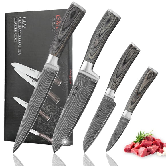 Juego de cuchillos de cocina Wakoli EDIS de 4 piezas con acero damasco VG10