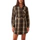thumbnail image 1 of INSPIRE CHIC Vestido Mini de Cuadros para Mujer con Botones, Túnica de Manga Larga con Cinturón en la Cintura, Camisas Elegantes Vintage, Pequeño Marrón, 1 of 5