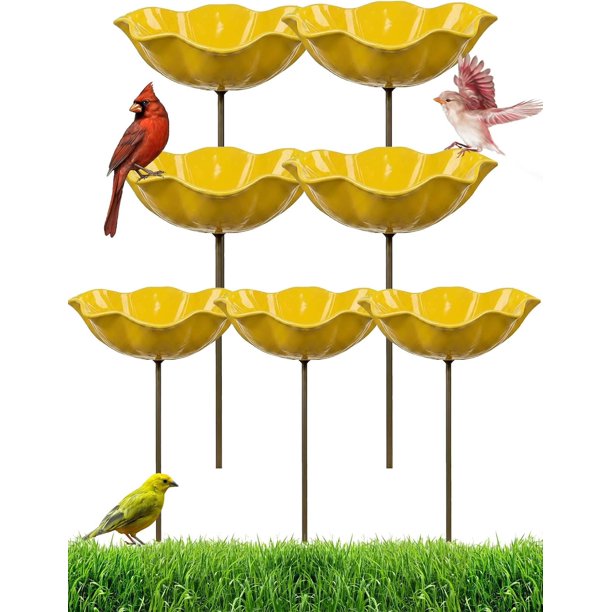 Estaca jardín flor metal hecha mano baño pájaros estación riego abejas mariposas exterior