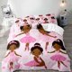 thumbnail image 2 of 3PCS Pink Bedding White Duvet Cover Full Kids Bedding Gold Glitter Crown Castle Fairy Tale Princess Comforter Bedspread Quilt Cover, 2 of 5